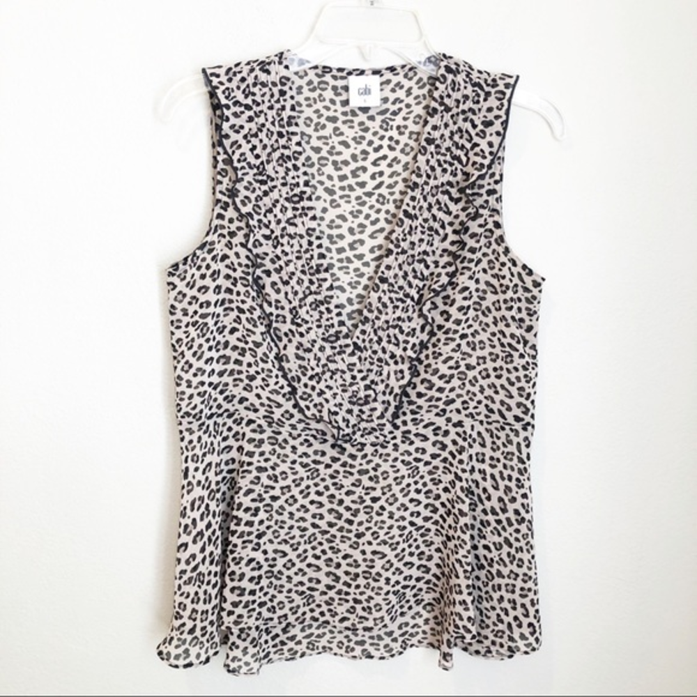 Cabi Leopard Ruffle Blouse # 3612‎